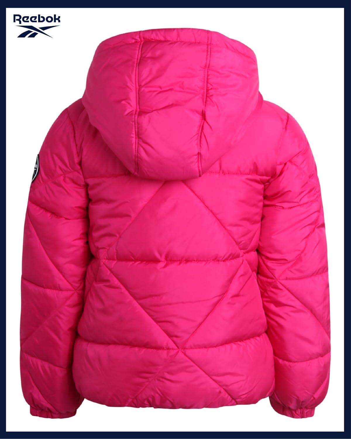imageReebok Girls Winter Coat  Heavyweight Quilted Sherpa Fur Lined Cropped Parka Puffer Jacket  Warm Winter Coats for GirlsProud Pink