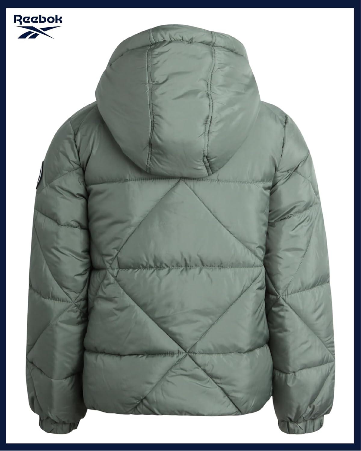 imageReebok Girls Winter Coat  Heavyweight Quilted Sherpa Fur Lined Cropped Parka Puffer Jacket  Warm Winter Coats for GirlsSage