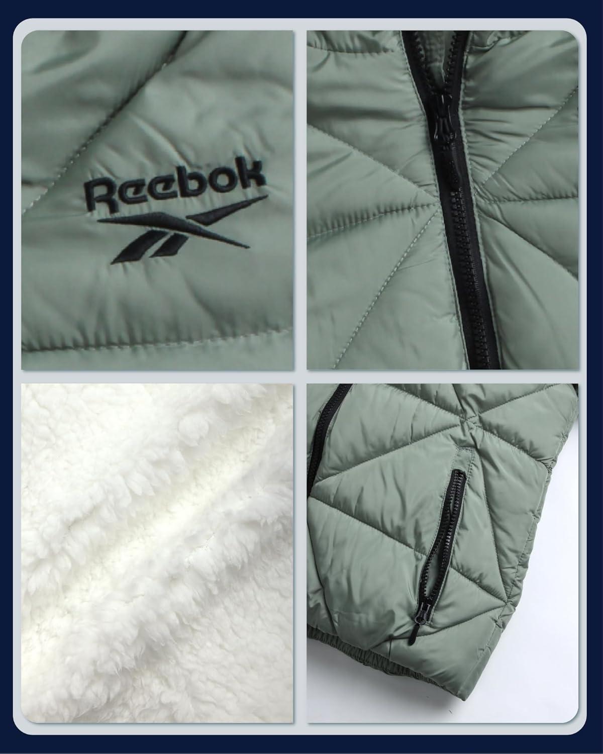 imageReebok Girls Winter Coat  Heavyweight Quilted Sherpa Fur Lined Cropped Parka Puffer Jacket  Warm Winter Coats for GirlsSage