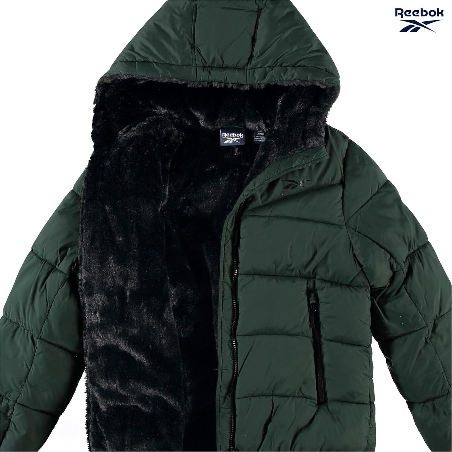 imageReebok Girls Winter Coat  Heavyweight Quilted Sherpa Lined Parka Puffer Jacket  Warm Winter Jackets for GirlsHunter Green