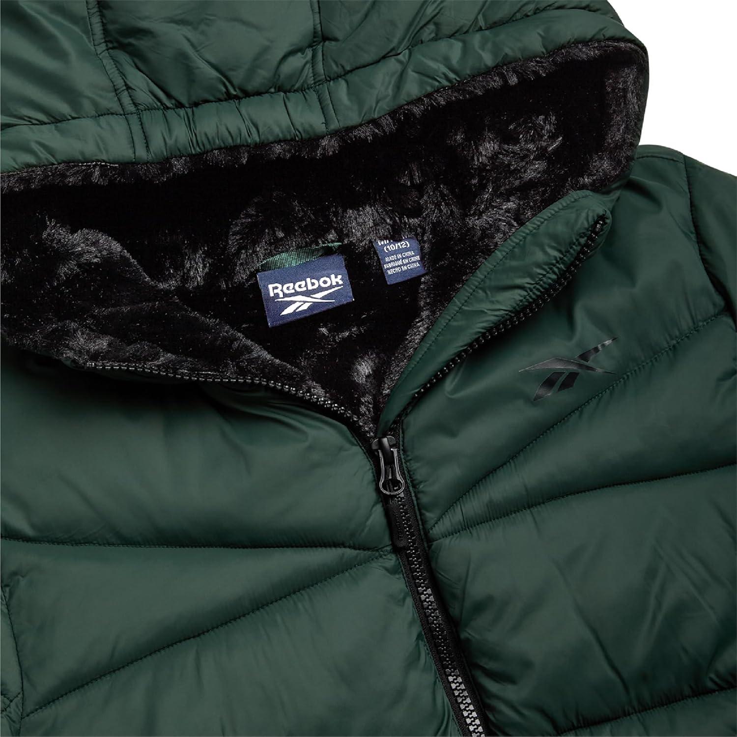 imageReebok Girls Winter Coat  Heavyweight Quilted Sherpa Lined Parka Puffer Jacket  Warm Winter Jackets for GirlsHunter Green