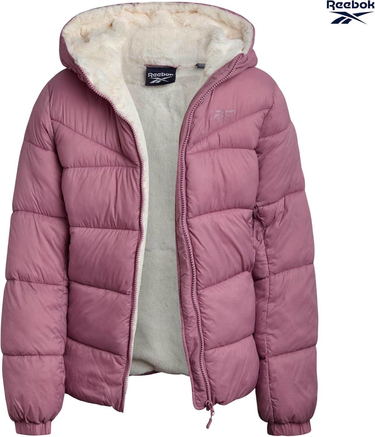imageReebok Girls Winter Coat  Heavyweight Quilted Sherpa Lined Parka Puffer Jacket  Warm Winter Jackets for GirlsOrchid Pink
