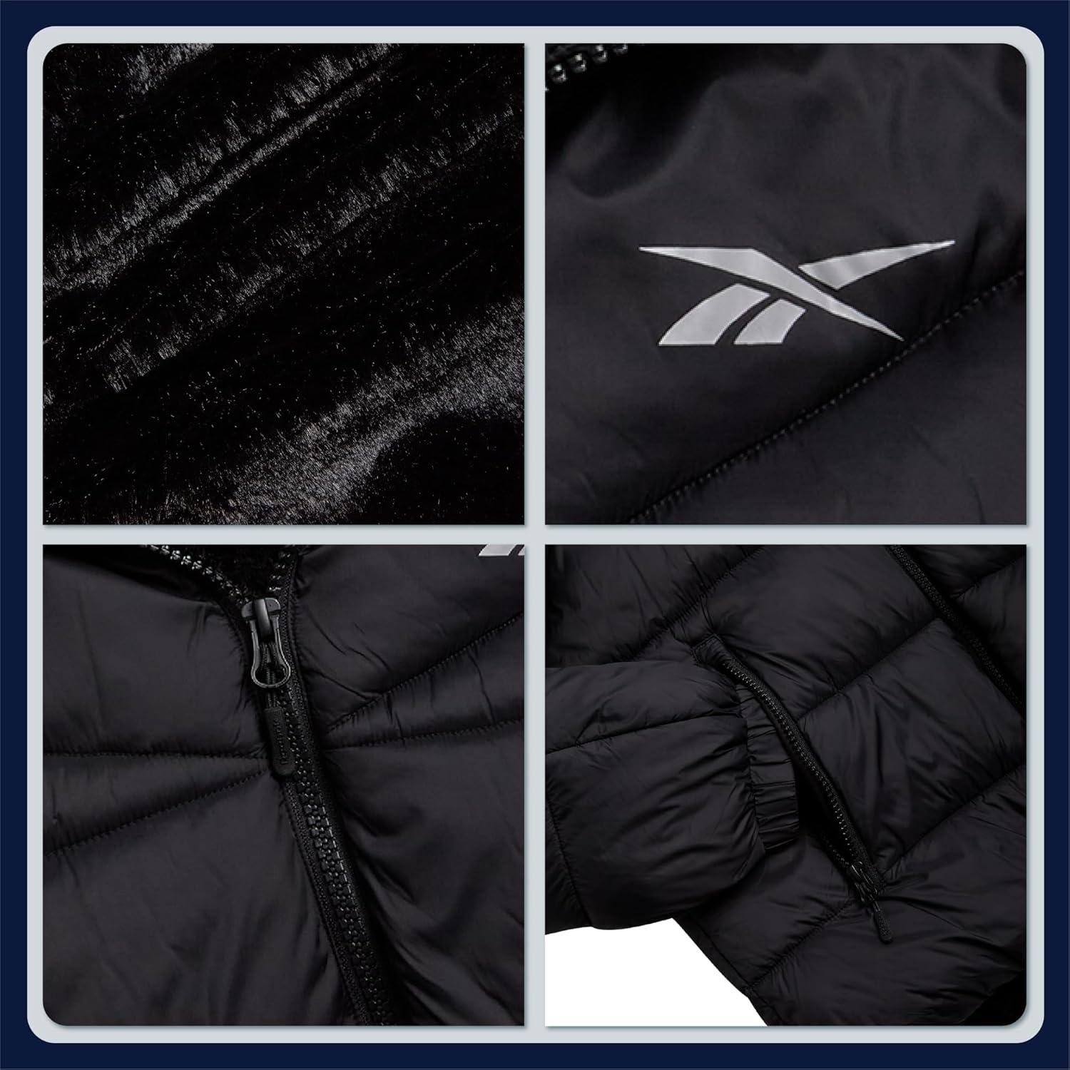 imageReebok Girls Winter Coat  Heavyweight Quilted Sherpa Lined Parka Puffer Jacket  Warm Winter Jackets for GirlsSolid Black