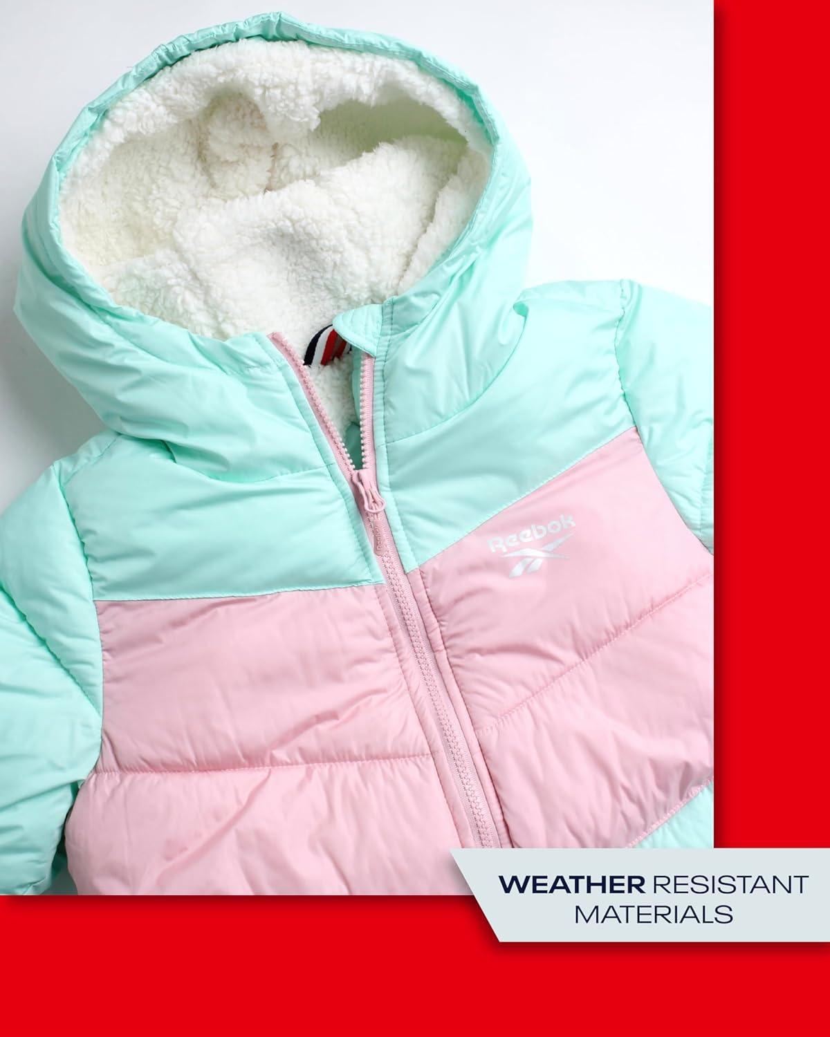 imageReebok Girls Winter Jacket  Heavyweight Quilted Puffer Parka Coat  Sherpa Fleece Lined Ski Jacket for Girls 416