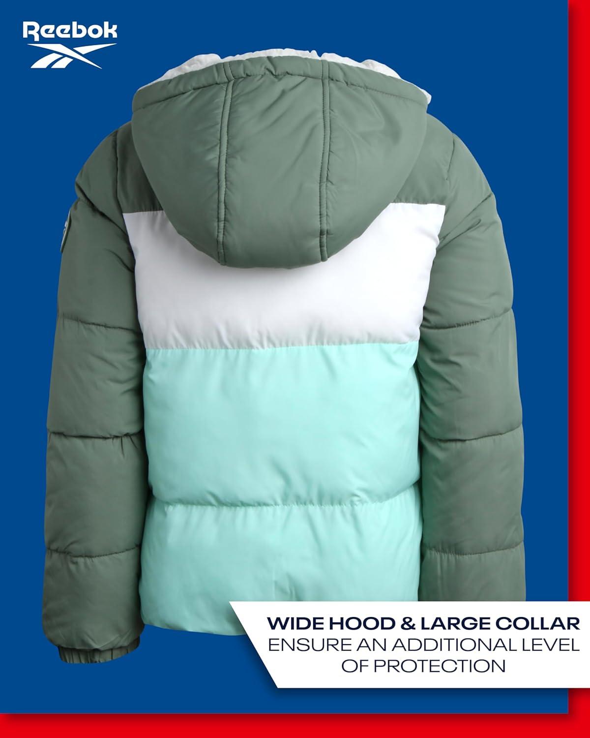 imageReebok Girls Winter Jacket  Reversible Quilted Puffer Coat with Sherpa Fleece Lining  Reversible Jacket for Girls 416
