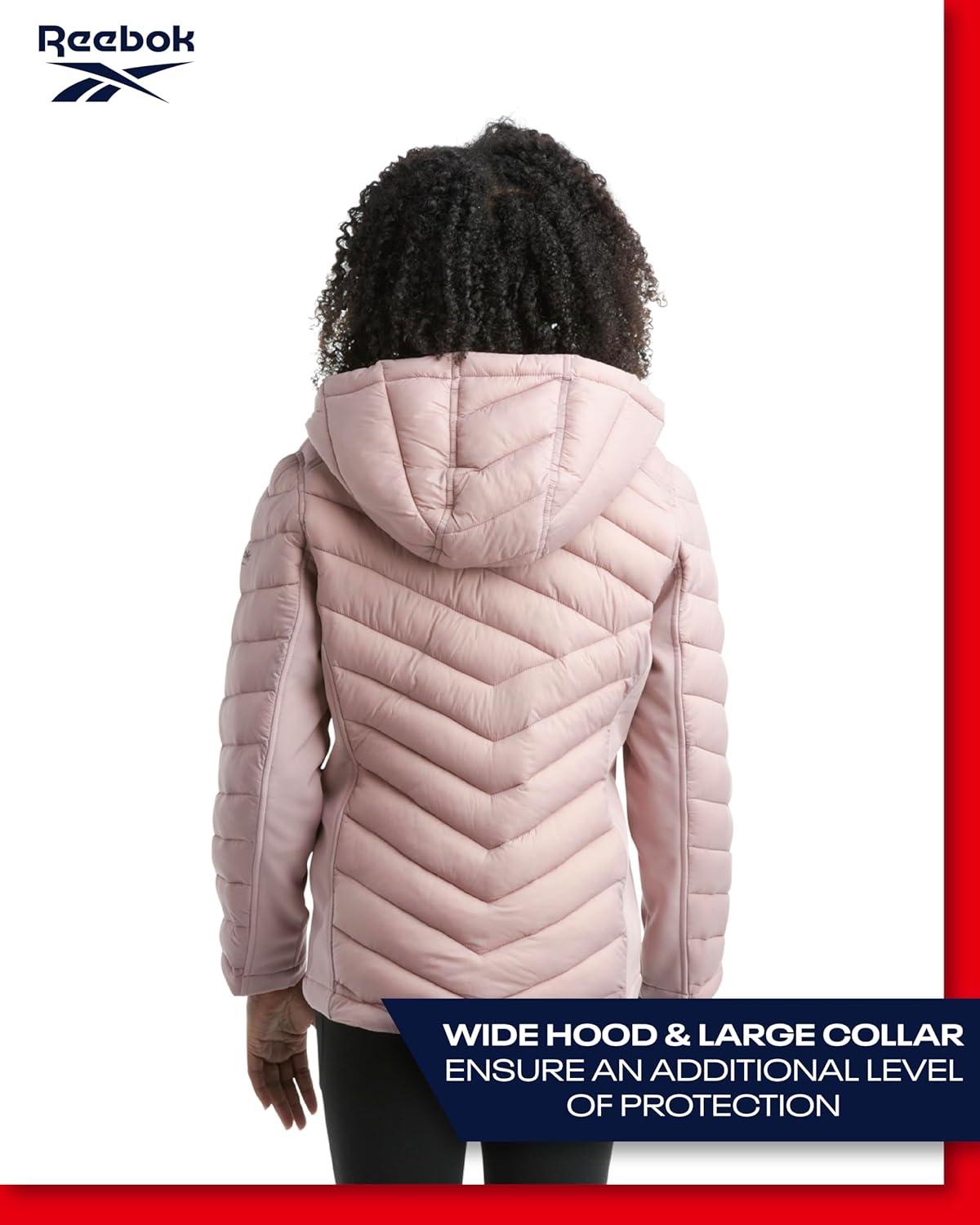 imageReebok Girls Winter Jacket  Weather Resistant Hooded Quilted Puffer Parka Girls Jacket  Lightweight Warm Winter CoatDusty Rose