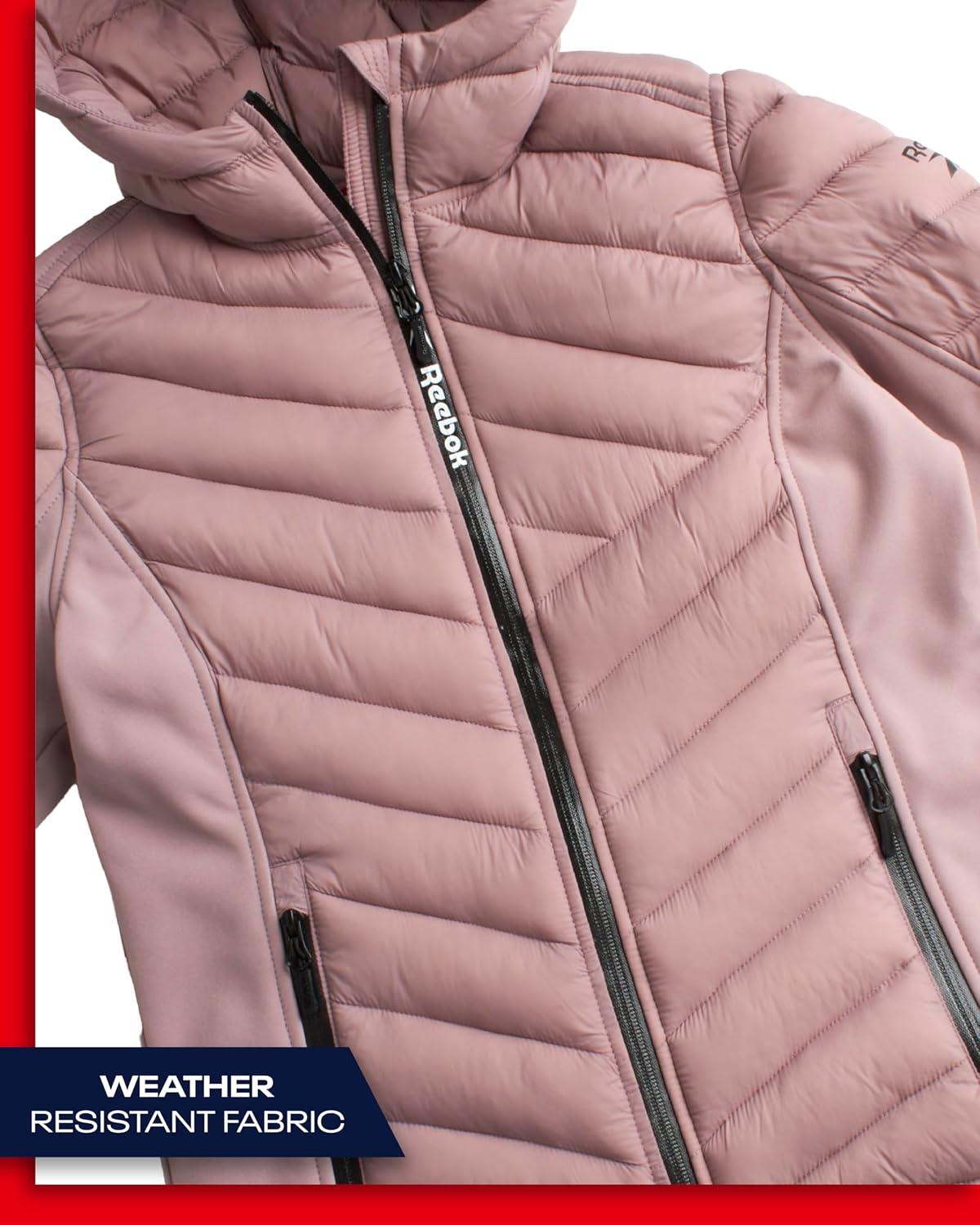 imageReebok Girls Winter Jacket  Weather Resistant Hooded Quilted Puffer Parka Girls Jacket  Lightweight Warm Winter CoatDusty Rose