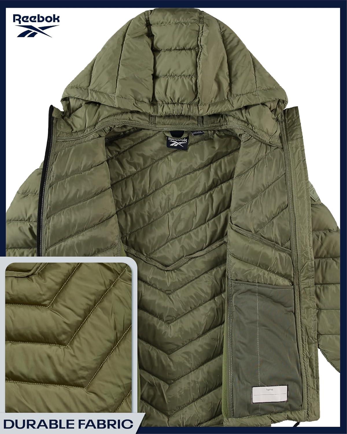 imageReebok Girls Winter Jacket  Weather Resistant Hooded Quilted Puffer Parka Girls Jacket  Lightweight Warm Winter CoatSage