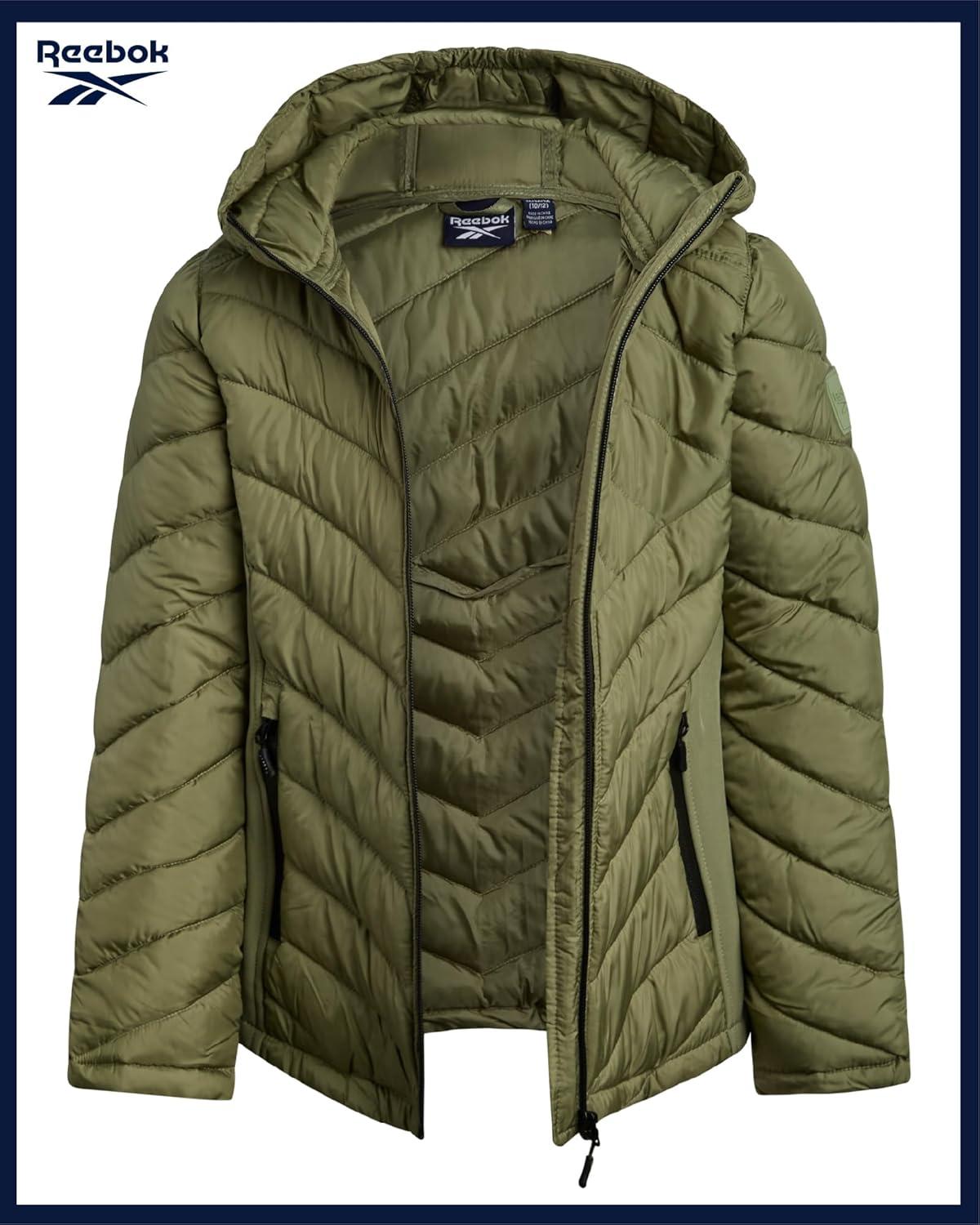 imageReebok Girls Winter Jacket  Weather Resistant Hooded Quilted Puffer Parka Girls Jacket  Lightweight Warm Winter CoatSage