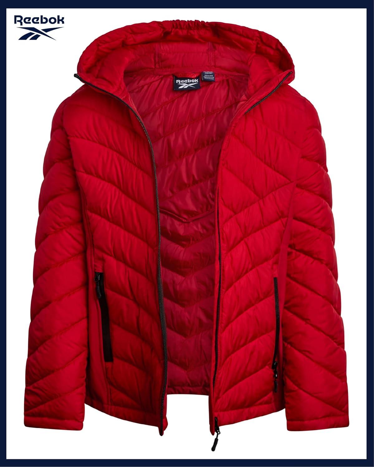imageReebok Girls Winter Jacket  Weather Resistant Hooded Quilted Puffer Parka Girls Jacket  Lightweight Warm Winter CoatVector Red