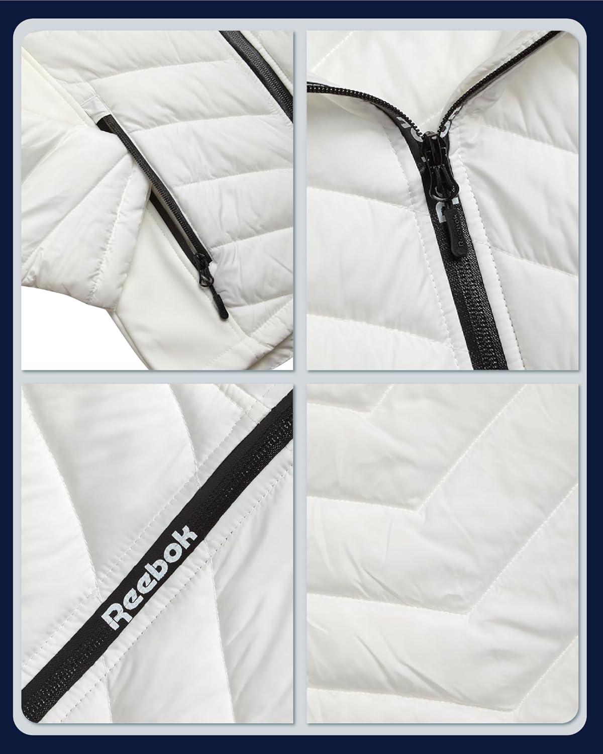 imageReebok Girls Winter Jacket  Weather Resistant Hooded Quilted Puffer Parka Girls Jacket  Lightweight Warm Winter CoatWhite