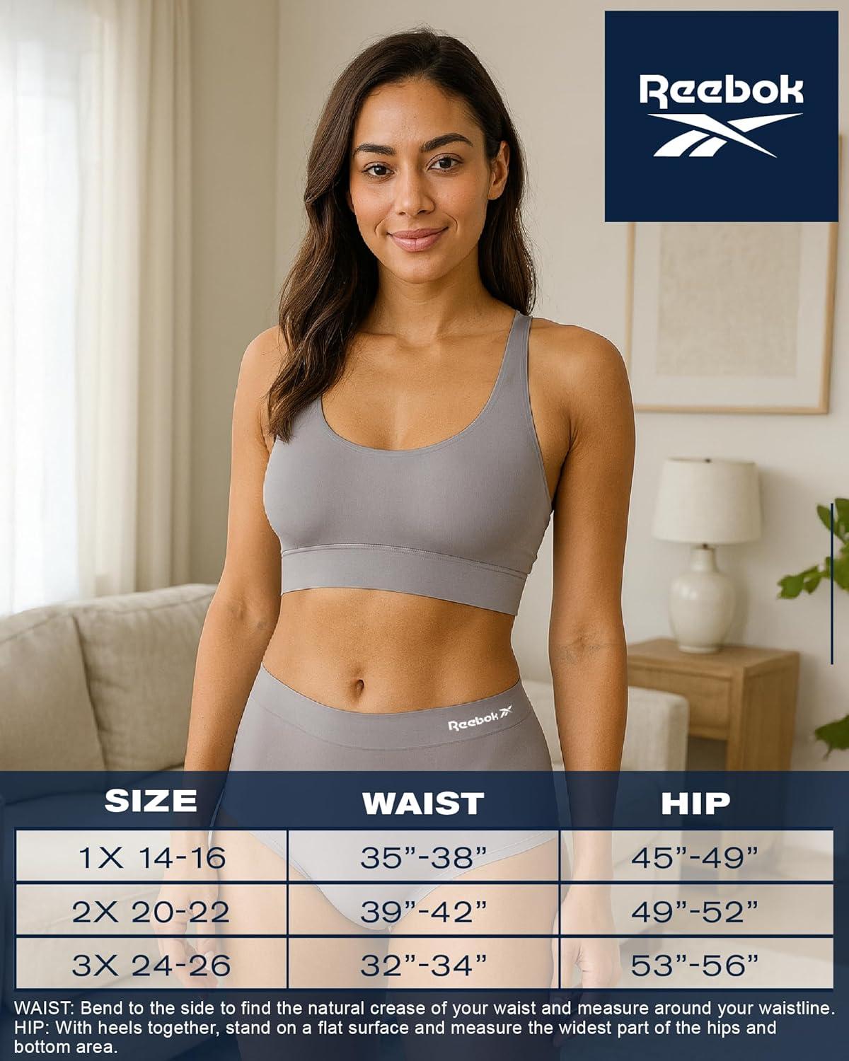 imageReebok Womens Plus Size Hipster Panties  8 Pack Performance Seamless Underwear for Women Made to Fit Your Curves 1X3XBlackGreenLilyGrey