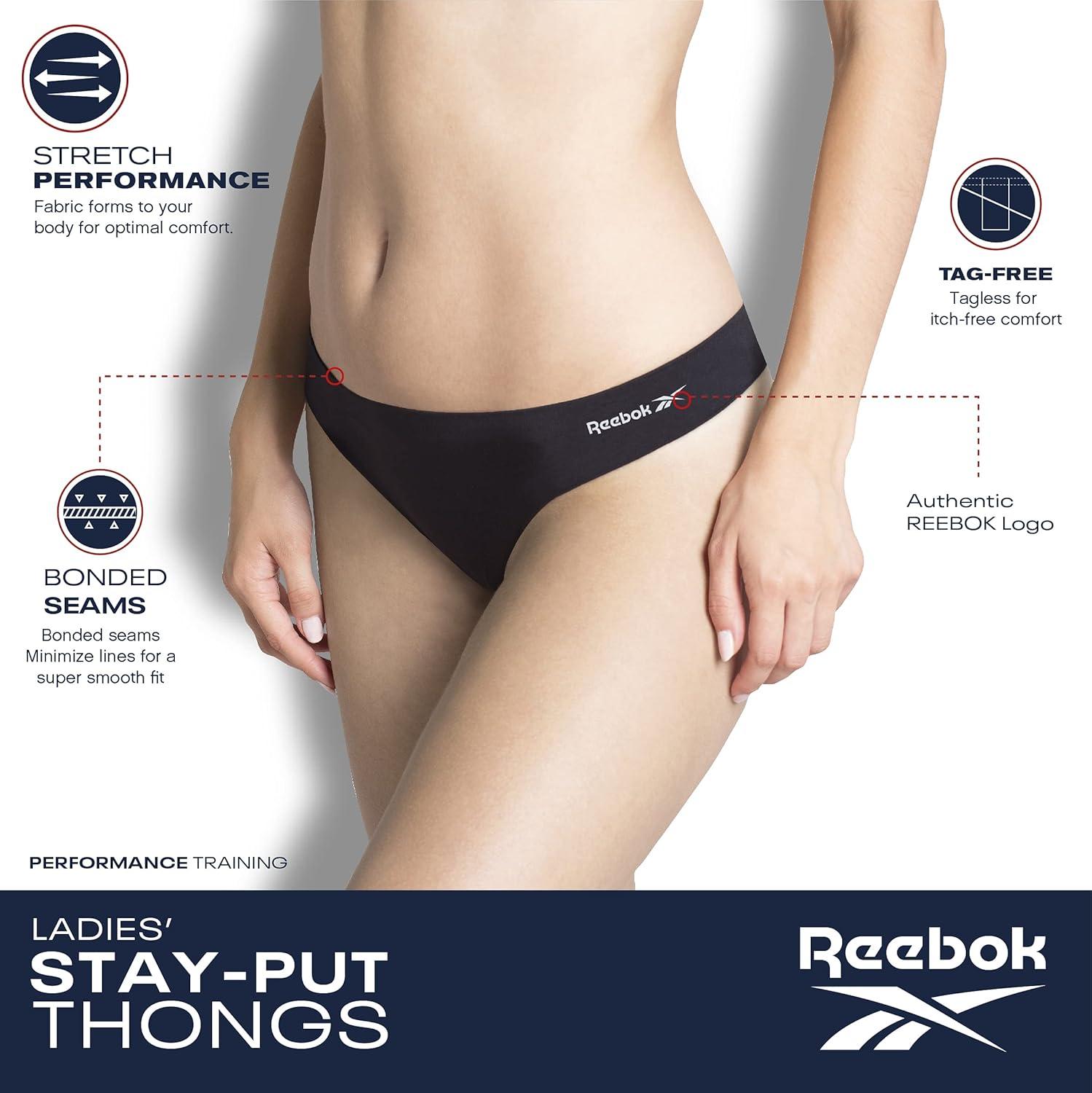 imageReebok Womens Thongs  8 Pack Performance Stretch GString Thongs for Women  Breathable No Show Sexy Lingerie UnderwearCoronet BlueLotusSharkskinEvening Blue