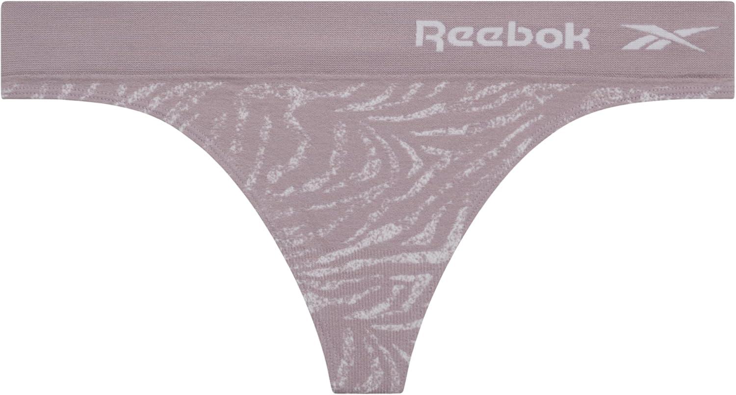 imageReebok Womens Thongs  8 Pack Performance Stretch GString Thongs for Women  Breathable No Show Sexy Lingerie UnderwearJacquardBlackened PearlLotusStripe