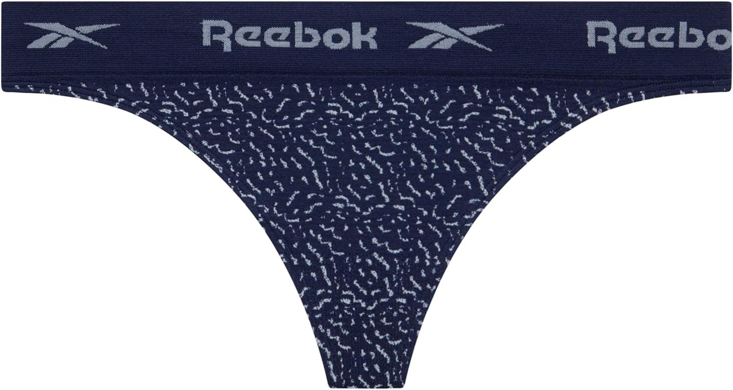 imageReebok Womens Thongs  8 Pack Performance Stretch GString Thongs for Women  Breathable No Show Sexy Lingerie UnderwearTanClayNatural SpacedyeEvening BlueJacquard