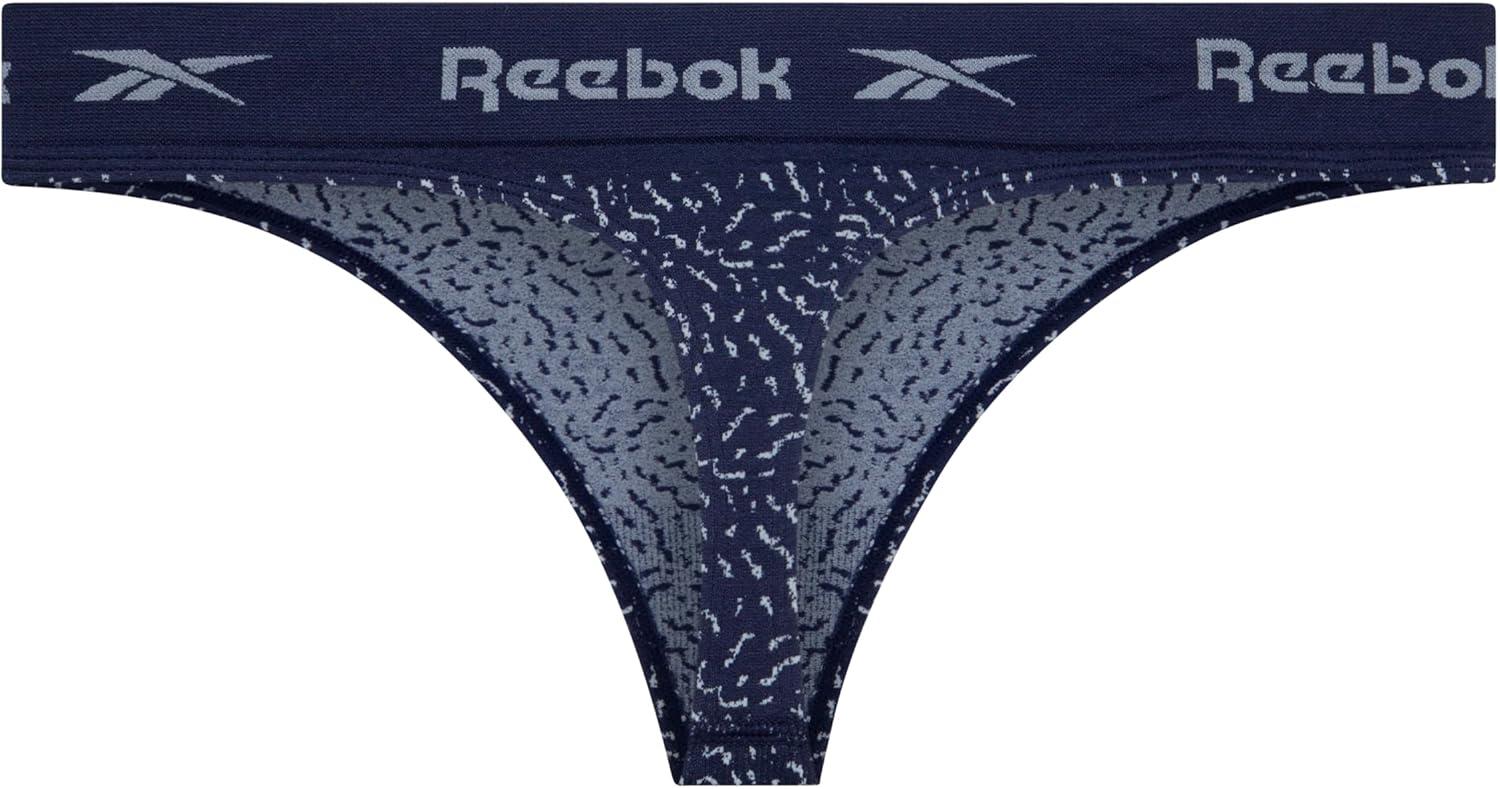 imageReebok Womens Thongs  8 Pack Performance Stretch GString Thongs for Women  Breathable No Show Sexy Lingerie UnderwearTanClayNatural SpacedyeEvening BlueJacquard