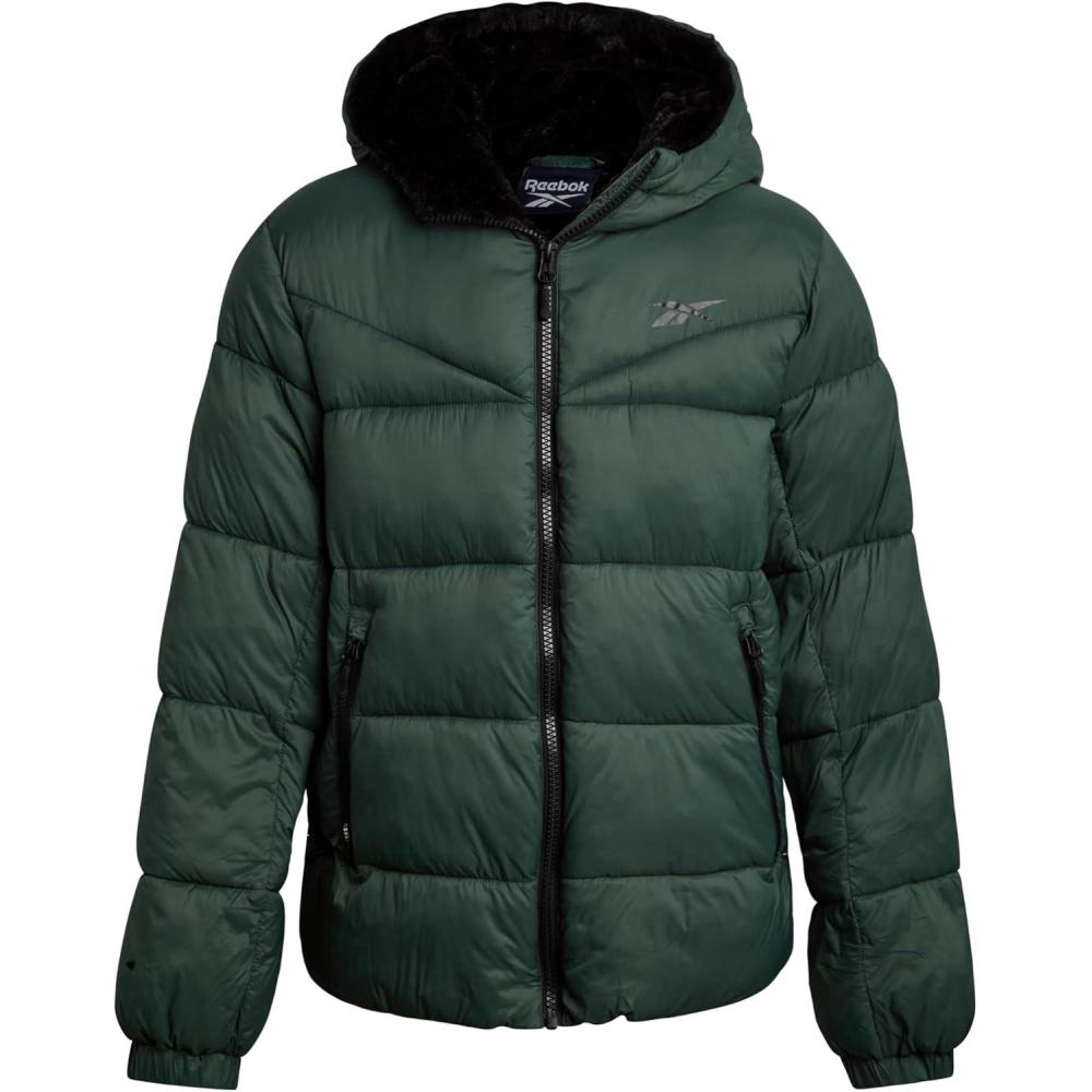 imageReebok Girls Winter Coat  Heavyweight Quilted Sherpa Lined Parka Puffer Jacket  Warm Winter Jackets for GirlsHunter Green