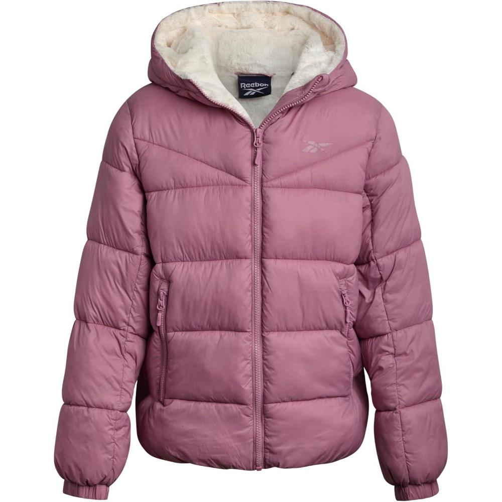 imageReebok Girls Winter Coat  Heavyweight Quilted Sherpa Lined Parka Puffer Jacket  Warm Winter Jackets for GirlsOrchid Pink