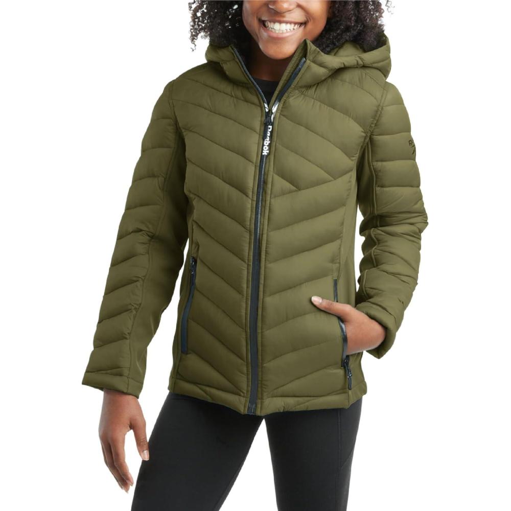 imageReebok Girls Winter Jacket  Weather Resistant Hooded Quilted Puffer Parka Girls Jacket  Lightweight Warm Winter CoatSage