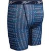 imageReebok Boys Boxer Briefs  6 Pack Performance 6 Inseam Long Leg Boxer Briefs Boys Underwear with Support Pouch 618Maritime BlueStone GreyAtomic Blue Print