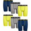 imageReebok Boys Boxer Briefs  6 Pack Performance 6 Inseam Long Leg Boxer Briefs Boys Underwear with Support Pouch 618Light GreyYellowNavy