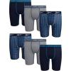 imageReebok Boys Boxer Briefs  6 Pack Performance 6 Inseam Long Leg Boxer Briefs Boys Underwear with Support Pouch 618Maritime BlueStone GreyAtomic Blue Print