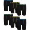 imageReebok Boys Boxer Briefs  6 Pack Performance Long Leg Boxer Briefs Boys Underwear with Support Pouch 6 Inseam 618Solid Black With Contrast
