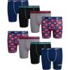imageReebok Boys Boxer Briefs  8 Pack Performance Soft Stretch Breathable 5 Inseam Boxer Briefs Boys Underwear 618Blue DepthsBlackStone GreyRasberry Print