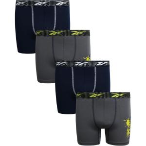 imageReebok Boys Boxer Briefs  4 Pack Moisture Wicking Performance 5 Inseam Boxer Briefs Boys Underwear Sizes 618Smoked GreyNavy