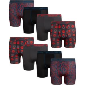 imageReebok Boys Boxer Briefs  8 Pack Performance Soft Stretch Breathable 5 Inseam Boxer Briefs Boys Underwear 618PrintBlackBlackened PearlTangerine Contrast