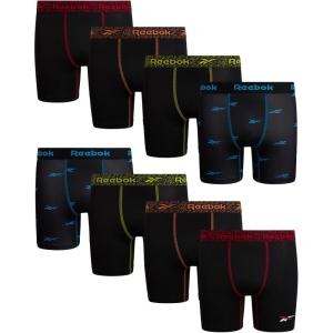 imageReebok Boys Boxer Briefs  8 Pack Soft Comfort Performance Stretch Breathable 5 Inseam Boxer Briefs Boys Underwear 618BlackBlack Print