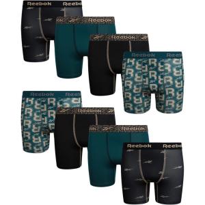 imageReebok Boys Boxer Briefs  8 Pack Soft Comfort Performance Stretch Breathable 5 Inseam Boxer Briefs Boys Underwear 618Dark Sea PrintBlackDark SeaBlack Print