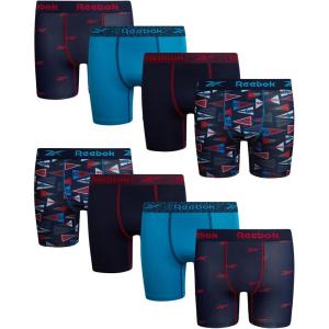 imageReebok Boys Boxer Briefs  8 Pack Soft Comfort Performance Stretch Breathable 5 Inseam Boxer Briefs Boys Underwear 618PrintMaritime BlueAtomic BlueMaritime Blue Print