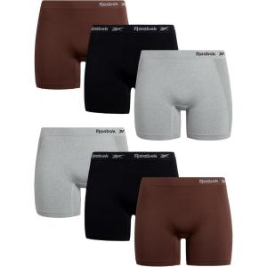 imageReebok Boyshort Underwear for Women  6 Pack Seamless Boy Shorts Panties for Women Sizes SXL Extended Plus Size 1X3XBrownBlackLight Gray