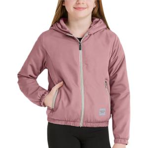 imageReebok Girls Windbreaker Jacket  Lightweight Wind and Water Resistant Insulated Girls Jacket with Storm Cuff Sleeves ampamp HoodDusty Rose