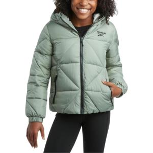 imageReebok Girls Winter Coat  Heavyweight Quilted Sherpa Fur Lined Cropped Parka Puffer Jacket  Warm Winter Coats for GirlsSage