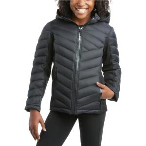 imageReebok Girls Winter Jacket  Weather Resistant Hooded Quilted Puffer Parka Girls Jacket  Lightweight Warm Winter CoatBlack