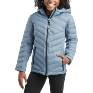 imageReebok Girls Winter Jacket  Weather Resistant Hooded Quilted Puffer Parka Girls Jacket  Lightweight Warm Winter CoatCloudy Blue