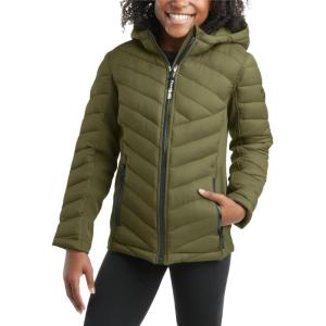 imageReebok Girls Winter Jacket  Weather Resistant Hooded Quilted Puffer Parka Girls Jacket  Lightweight Warm Winter CoatSage