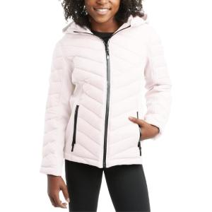 imageReebok Girls Winter Jacket  Weather Resistant Hooded Quilted Puffer Parka Girls Jacket  Lightweight Warm Winter CoatWhite