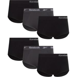 imageReebok Womens Briefs  6 Pack Performance High Waisted Seamless Underwear for Women Sizes SXL Extended Plus Size 1X3XBlackBlackened Pearl