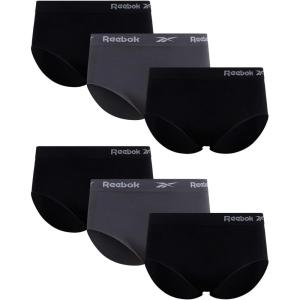 imageReebok Womens Briefs  6 Pack Performance High Waisted Seamless Underwear for Women Sizes SXL Extended Plus Size 1X3XBlackBlackenedBlack