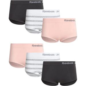 imageReebok Womens Briefs  6 Pack Performance High Waisted Seamless Underwear for Women Sizes SXL Extended Plus Size 1X3XBlackened PearlWhitegrey StripesLotus