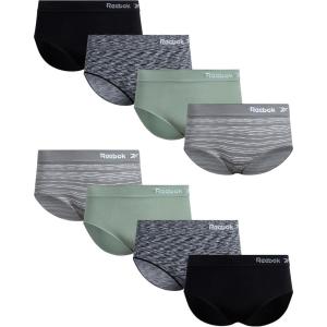 imageReebok Womens Plus Size Hipster Panties  8 Pack Performance Seamless Underwear for Women Made to Fit Your Curves 1X3XBlackBlack SpacedyeSageStriped Grey