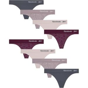 imageReebok Womens Thongs  8 Pack Performance Stretch GString Thongs for Women  Breathable No Show Sexy Lingerie UnderwearJacquardBlackened PearlLotusStripe
