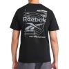 imageReebok Mens Schematic Short Sleeve Crewneck TShirt Standard Fit Lightweight CottonPoly Jersey FabricBlack