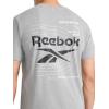 imageReebok Mens Schematic Short Sleeve Crewneck TShirt Standard Fit Lightweight CottonPoly Jersey FabricMedium Grey Heather