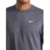 imageReebok Mens Strike Short Sleeve Crewneck TShirt Standard Fit Lightweight Stretch Poly Jersey FabricEbony Heather