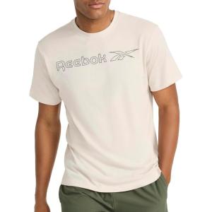 imageReebok Mens Outline Short Sleeve Crewneck TShirt Standard Fit Lightweight CottonPoly Jersey FabricPumice Stone