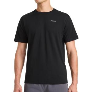 imageReebok Mens Schematic Short Sleeve Crewneck TShirt Standard Fit Lightweight CottonPoly Jersey FabricBlack